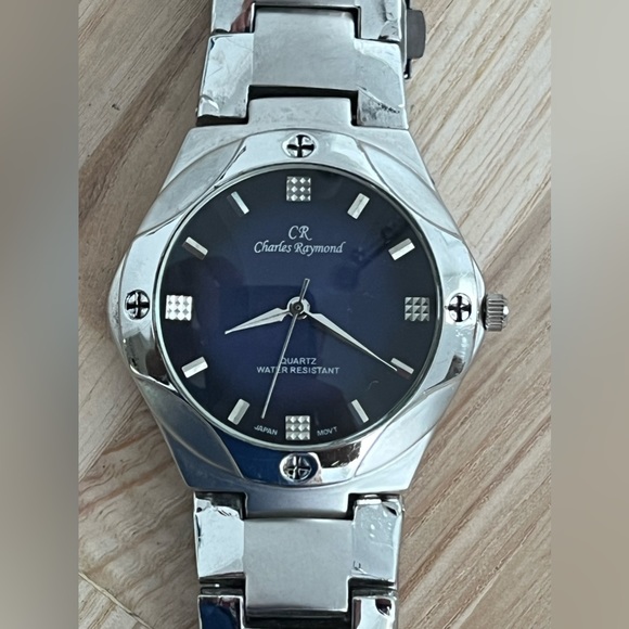 Charles Raymond Men’s Watch Stainless Bracelet Blue Dial - Picture 1 of 14